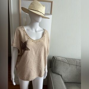 Venus Fairy Beige Grunge 90’s Y2K  Grunge Studded Oversized Sweatshirt XL